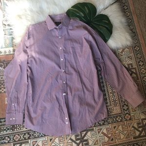 Tasso Elba Non-Iron Gingham Button Down Shirt - L